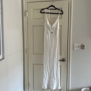 White Zara Silk Cowl Neck Dress